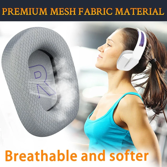 Alt view image 4 of 6 - Mesh Fabric Professional Earpads Replacement for Logitech G733 G535 G335 Lightspeed Wireless Gaming Headset, Ear Pads Cushions with Comfort Noise Isolation Foam - Grey