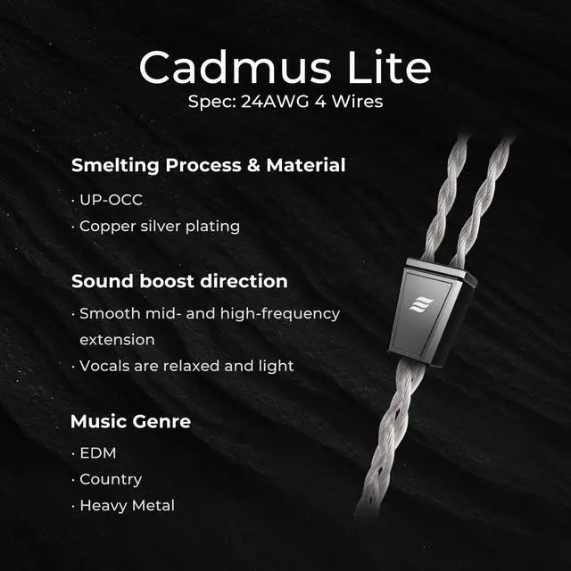 Alt view image 2 of 6 - Effect Audio Cadmus Lite 4-Wire IEM Cable, Silver-Plated Copper Litz, Clear Treble & Spacious Vocals Septuplet Core Bundle Headphone Cord for 2-Pin IEMs (120cm, 4.4mm Jack)