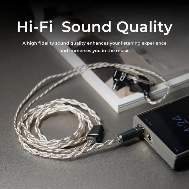 Alt view image 5 of 6 - Effect Audio Cadmus Lite 4-Wire IEM Cable, Silver-Plated Copper Litz, Clear Treble & Spacious Vocals Septuplet Core Bundle Headphone Cord for 2-Pin IEMs (120cm, 4.4mm Jack)