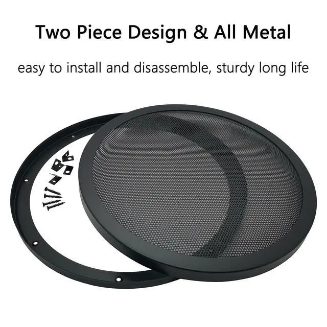 Alt view image 2 of 7 - 10" Speaker Grill Covers, Black Metal Frame & Mesh Car Subwoofer Guard Protector, 2Pcs