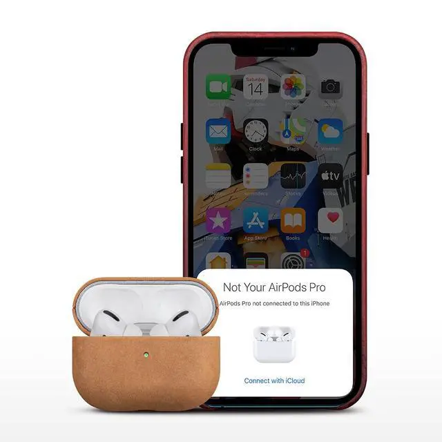 Alt view image 2 of 7 - for AirPods Pro Case Leather Cover, Vintage Patina Indiana-Jones Style Leather Case for AirPods Pro 1st Gen 2019, Handcrafted, Tan Brown