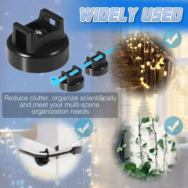 Alt view image 4 of 7 - 20 Pcs Magnetic Cable Tie Mounts with Nylon Cable Ties, Adhesive Tabs | Includes Magnetic Cable Clips, Adhesive Tabs and Nylon Cable Ties for Organizing Wires on Metal and Non-Metal Surfaces