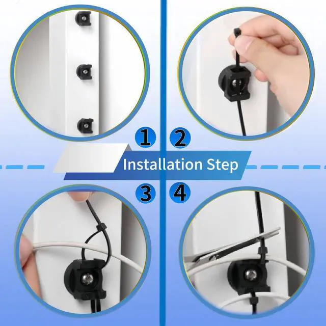 Alt view image 5 of 7 - 20 Pcs Magnetic Cable Tie Mounts with Nylon Cable Ties, Adhesive Tabs | Includes Magnetic Cable Clips, Adhesive Tabs and Nylon Cable Ties for Organizing Wires on Metal and Non-Metal Surfaces