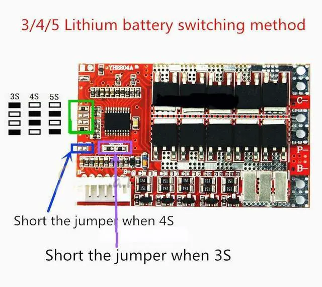 Alt view image 6 of 6 - 5S 50A w/Balance 3.7V 18650 Lithium Battery Cell PCB BMS Protection Board