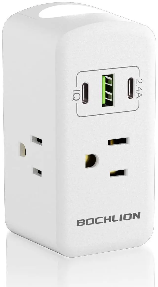 Main image of Multi Plug Socket Extender with Night Light and USB Surge Protector, 3 USB Wall Chargers, Suitable for Wide spacing sockets for Travel, Home, and University Dormitories (White)