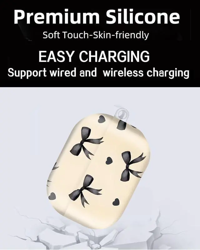 Alt view image 6 of 6 - Compatible with AirPod Pro Case 2nd/1st Gen (2023/2022/2019),Shockproof Protective Cover with Keychain for Women,Cute Charging Case for Airpod Pro 2/1(Black Bows Love)