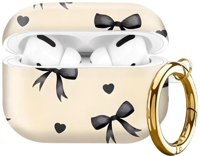 Main image of Compatible with AirPod Pro Case 2nd/1st Gen (2023/2022/2019),Shockproof Protective Cover with Keychain for Women,Cute Charging Case for Airpod Pro 2/1(Black Bows Love)