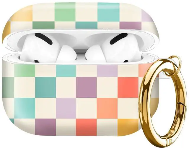 Main image of Compatible with AirPod Pro Case 2nd/1st Gen (2023/2022/2019),Shockproof Protective Cover with Keychain for Women,Cute Charging Case for Airpod Pro 2/1(Vintage Rainbow Checkerboard)
