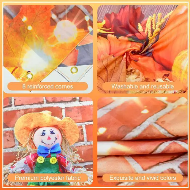 Alt view image 3 of 7 - Fall Garage Door Banner Cover 6 x 13 ft Thanksgiving Garage Door Backdrop | Large Garage Door Cover Fall Harvest Holiday Background