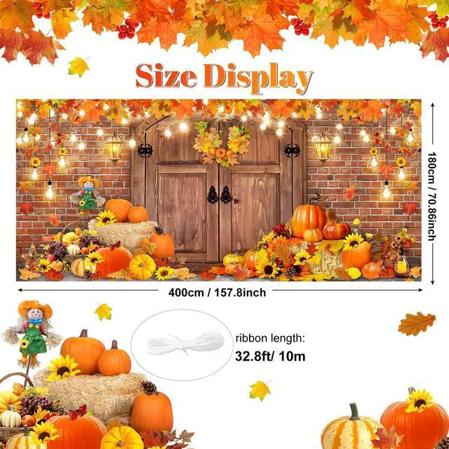 Alt view image 2 of 7 - Fall Garage Door Banner Cover 6 x 13 ft Thanksgiving Garage Door Backdrop | Large Garage Door Cover Fall Harvest Holiday Background