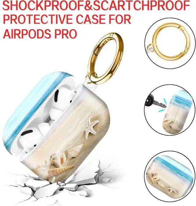 Alt view image 4 of 6 - Compatible with AirPod Pro Case 2nd/1st Gen (2023/2022/2019),Shockproof Protective Cover with Keychain for Women,Cute Charging Case for Airpod Pro 2/1(Starfish Beach)