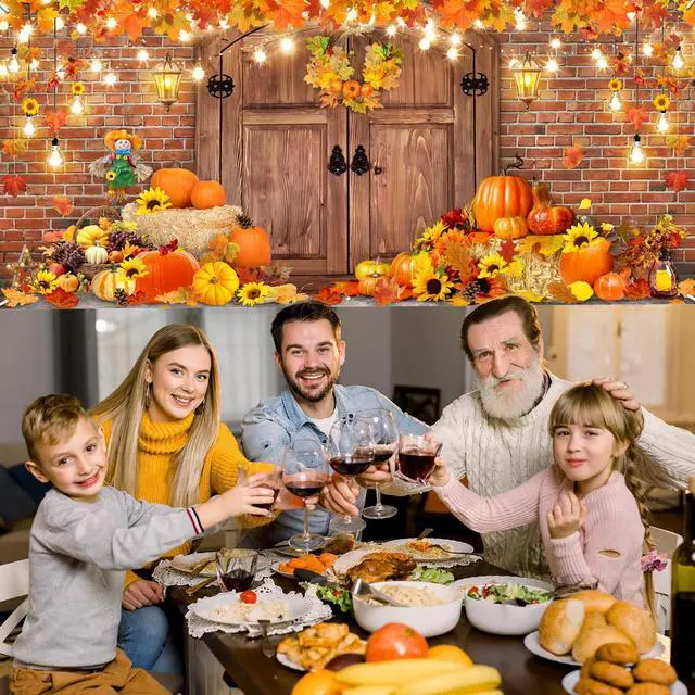 Alt view image 4 of 7 - Fall Garage Door Banner Cover 6 x 13 ft Thanksgiving Garage Door Backdrop | Large Garage Door Cover Fall Harvest Holiday Background
