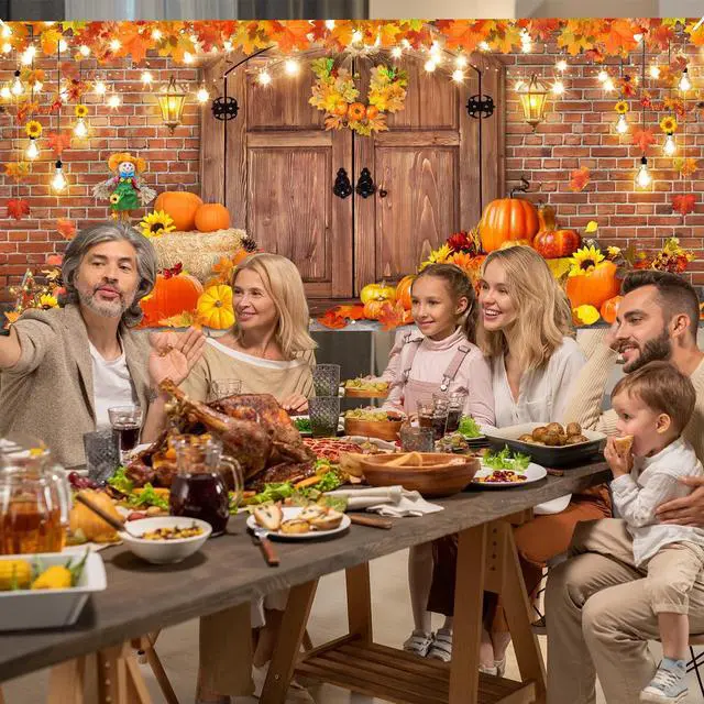 Alt view image 5 of 7 - Fall Garage Door Banner Cover 6 x 13 ft Thanksgiving Garage Door Backdrop | Large Garage Door Cover Fall Harvest Holiday Background
