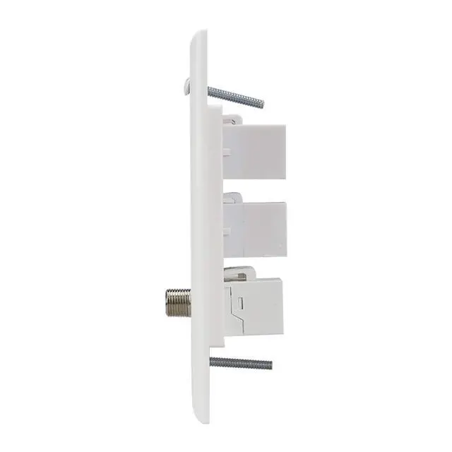 Alt view image 4 of 4 - HDMI Wall Plate 4Port, 1 Cat6 Ethernet, 1 Coax Cable TV F Type Port | HDMI 2.0 Coupler Insert Wallplate, Decorative Female to Female Faceplate, White