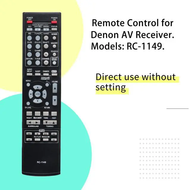 Alt view image 2 of 4 - RC-1149 Replacement Remote Control for Denon AVR-391 DHT-391XP AVR-591 AVR-930 AVR-390 AVR-1311 AVR-1312 AV Receiver