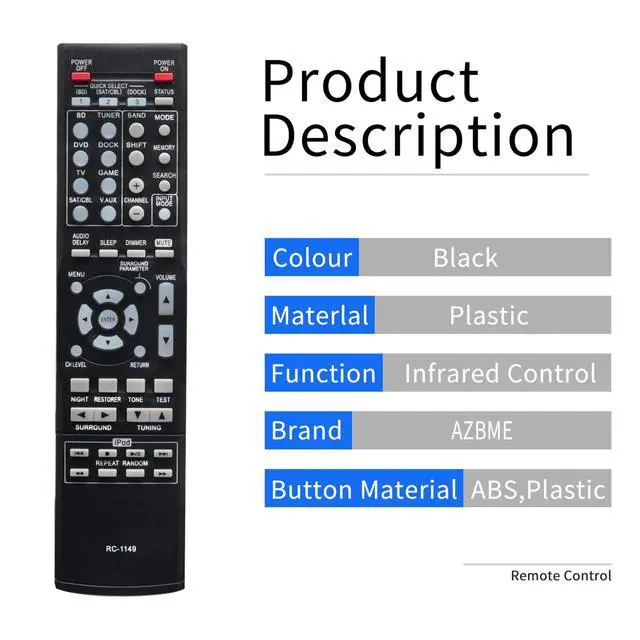 Alt view image 3 of 4 - RC-1149 Replacement Remote Control for Denon AVR-391 DHT-391XP AVR-591 AVR-930 AVR-390 AVR-1311 AVR-1312 AV Receiver