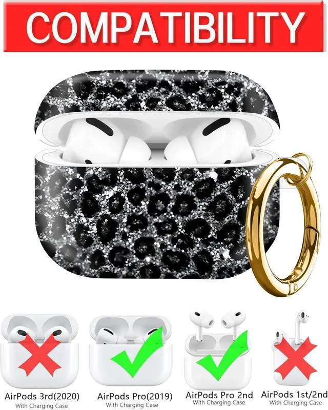 Alt view image 3 of 6 - Compatible with AirPod Pro Case 2nd/1st Gen (2023/2022/2019),Shockproof Protective Cover with Keychain for Women,Cute Charging Case for Airpod Pro 2/1(Wild Leopard Skin)