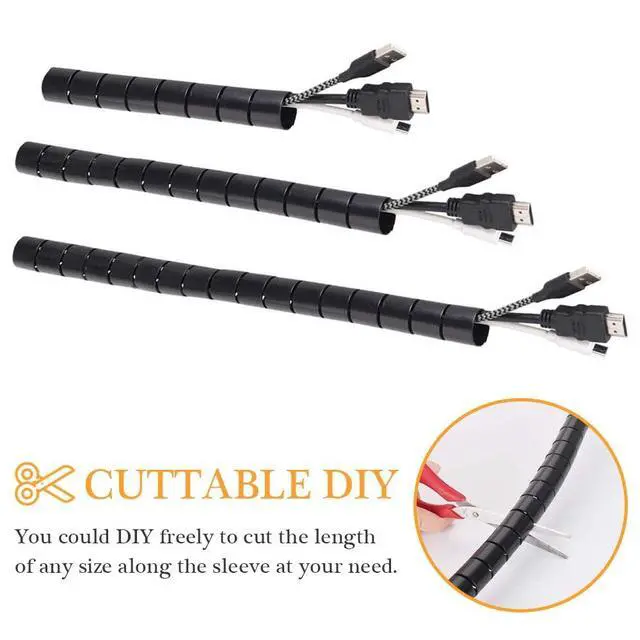 Alt view image 5 of 7 - 20FT Spiral Winding Cable Management Pipe Wire Wrap Line Coiled Tube, 1.1" Diameter Flexible Cord Covered Protective Bundler Sleeve Hose for Office, Computer, TV, Cinema & Car (Black)