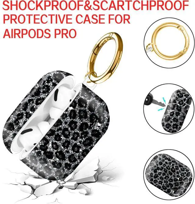 Alt view image 4 of 6 - Compatible with AirPod Pro Case 2nd/1st Gen (2023/2022/2019),Shockproof Protective Cover with Keychain for Women,Cute Charging Case for Airpod Pro 2/1(Wild Leopard Skin)