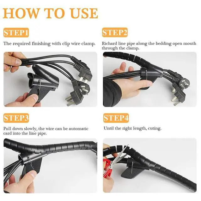 Alt view image 6 of 7 - 20FT Spiral Winding Cable Management Pipe Wire Wrap Line Coiled Tube, 1.1" Diameter Flexible Cord Covered Protective Bundler Sleeve Hose for Office, Computer, TV, Cinema & Car (Black)