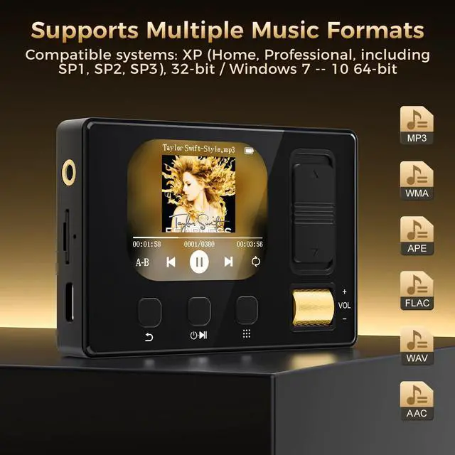 Alt view image 7 of 7 - 32GB MP3 Player with Bluetooth 5.3 2.4-inch Music Player featuring built-in HD speakers, FM radio, voice recording, Hi-Fi sound quality, and e-book functionality; Children's MP3 Player, Black