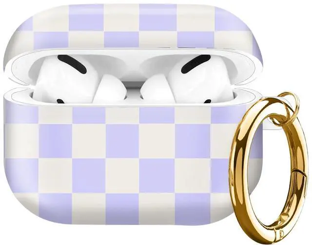 Main image of Compatible with AirPod Pro Case 2nd/1st Gen (2023/2022/2019),Shockproof Protective Cover with Keychain for Women,Cute Charging Case for Airpod Pro 2/1(Purple Checkered)