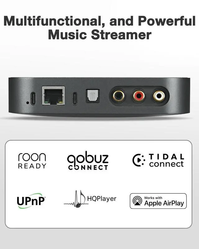 Alt view image 2 of 6 - Ne-2 New Version Streaming Music Receiver, Airplay 2 Receiver, WiFi Audio Streamer Stream Hi-Res Audio from Tidal, Roon and More, Power Adapter NOT Included