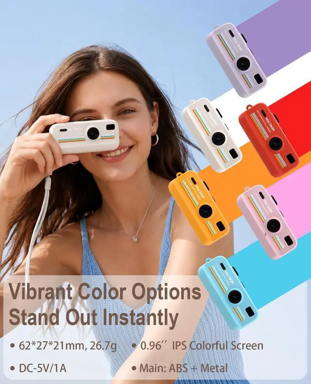 Alt view image 5 of 6 - Mini Retro Digital Camera 2K HD 16X Zoom LED Fill Light | Keychain Camera Retro Filters Portable Pocket Camera for Boys Girls and Teens