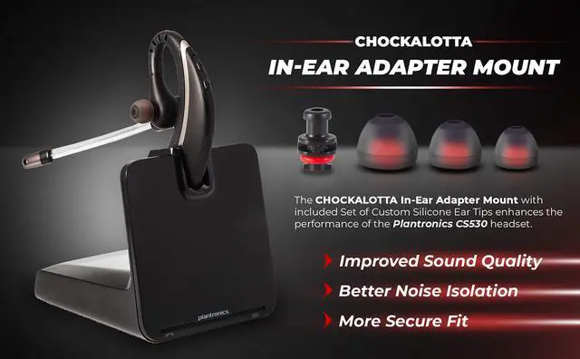 Alt view image 3 of 7 - Eartip Adapter Compatible with Plantronics Poly CS530 / SAVI W730 / SAVI W430 Series Headsets (Includes 1-Pack Adapter and Set of Multi-Size Premium Silicone Ear Tips)