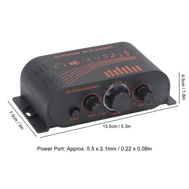 Alt view image 5 of 7 - DC12V 2.0 Channel Mini Digital Audio Power Amplifier | 20W x 2 Hi-Fi Stereo Amp, 100W Peak, with Bass & Treble Control, for Home Speakers, TV, Car, Mobile