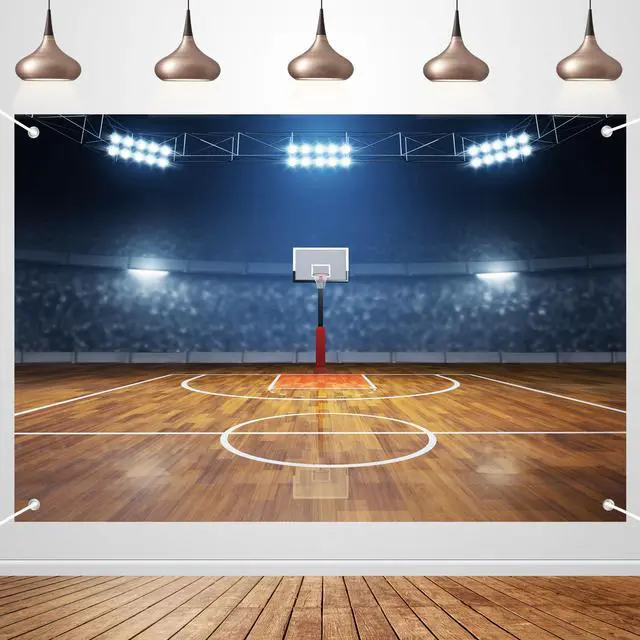 Main image of Basketball Court Spotlight Scene Backdrop Banner - Photography Background for Studio, Party Decoration, Event Setup 72x43 Inch