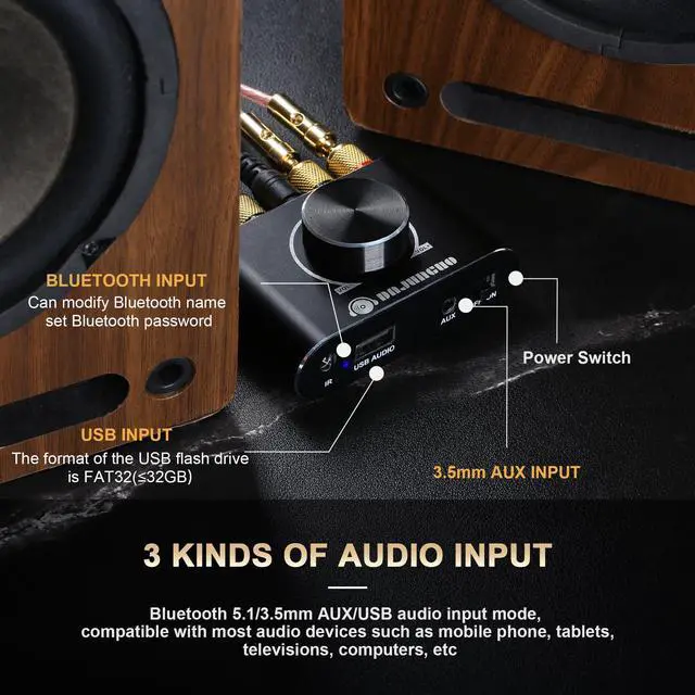 Alt view image 2 of 6 - X50H Bluetooth Amplifier 50W+50W Power Output with Remote Control, 2.0 Stereo Bluetooth Amplifier, Using TPA3116D2 HiFi Chip, (Includes a 19V4.74A DC Power Adapter)