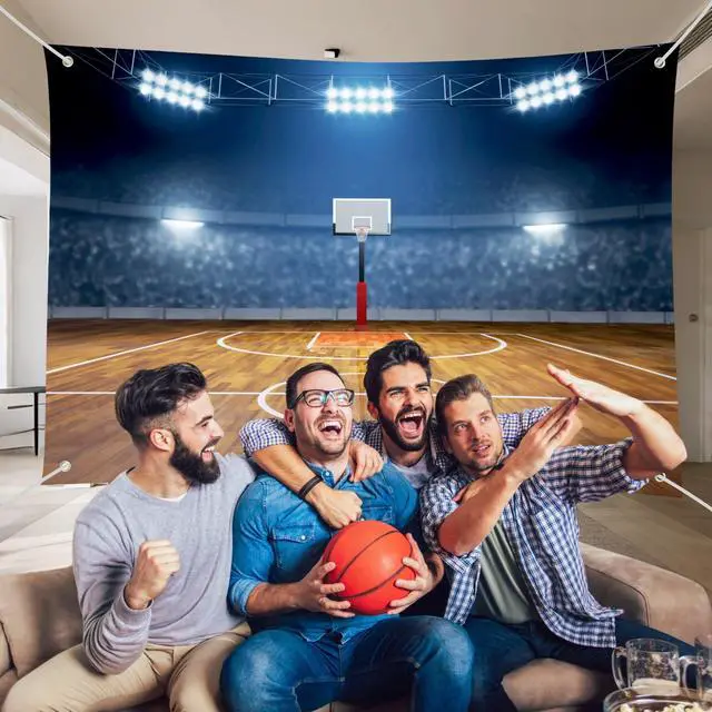 Alt view image 3 of 6 - Basketball Court Spotlight Scene Backdrop Banner - Photography Background for Studio, Party Decoration, Event Setup 72x43 Inch