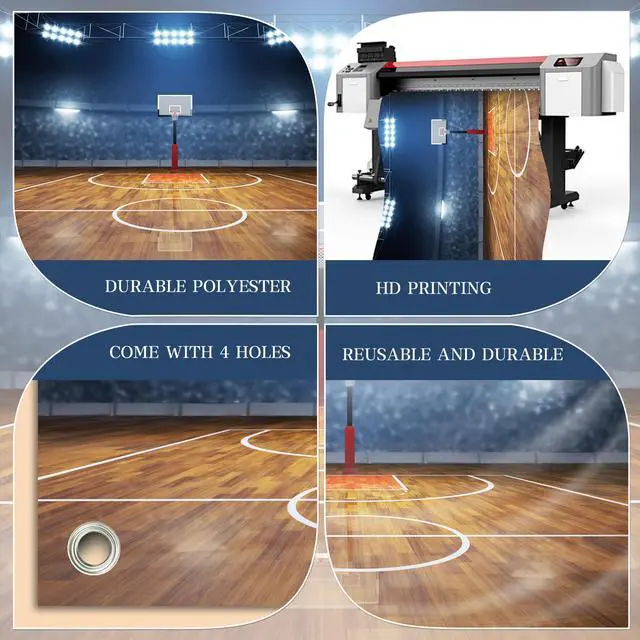 Alt view image 5 of 6 - Basketball Court Spotlight Scene Backdrop Banner - Photography Background for Studio, Party Decoration, Event Setup 72x43 Inch