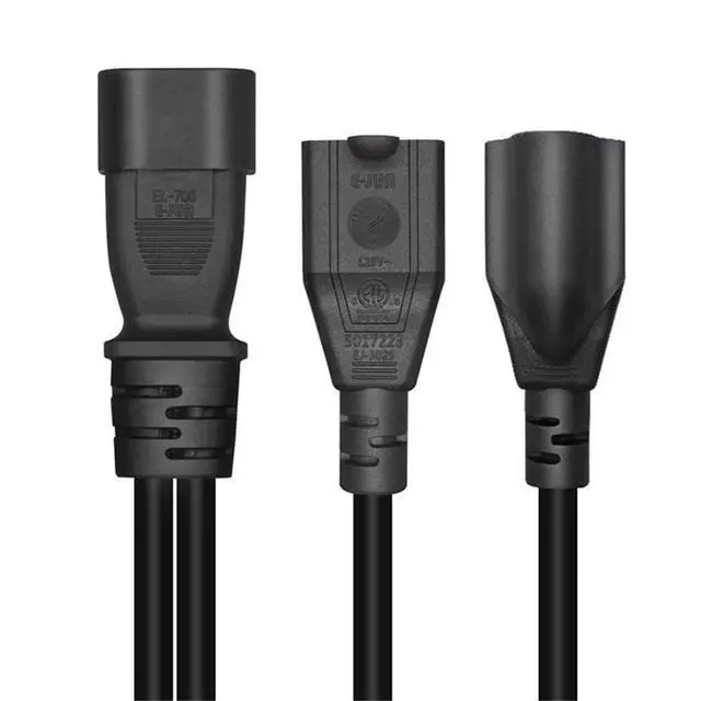 Alt view image 3 of 6 - 2 Pack IEC320 C14 to NEMA 5-15R Y Splitter Power Adapter Cable,PDU/UPS Interface C14 Male Plug to 2 x 5-15R Household 3 Pin Female Socket AC Power Cord,1FT/0.32M