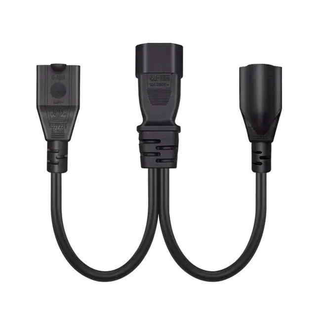Alt view image 5 of 6 - 2 Pack IEC320 C14 to NEMA 5-15R Y Splitter Power Adapter Cable,PDU/UPS Interface C14 Male Plug to 2 x 5-15R Household 3 Pin Female Socket AC Power Cord,1FT/0.32M