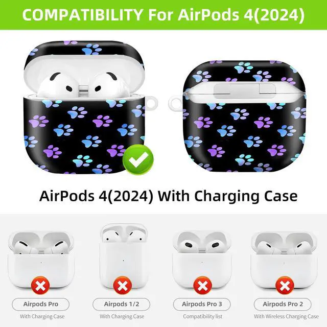 Alt view image 4 of 6 - Case Compatible with AirPod 4 2024, Soft Full Protective Cover with Keychain for Women,Cute AirPod 4 Case Accessories for 4th Generation Charging 2024(Cute Kawaii Dog Paw Prints)