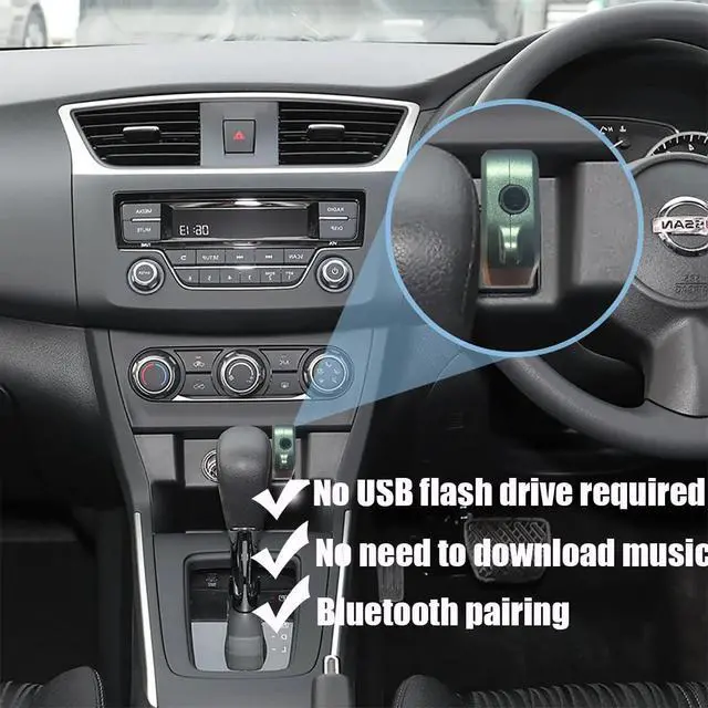 Alt view image 4 of 6 - USB to Bluetooth Car Kit,Wireless Audio Adapter, Music Receiver for Home,Car Stereo Sound System,Portable Speskers,(Aux in) with 3.5mm Cable (H222 Green)