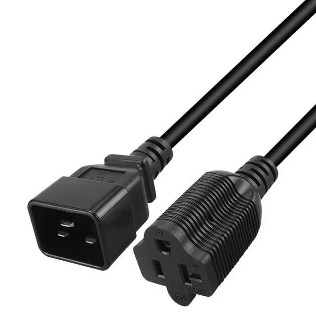 Alt view image 3 of 7 - 2 Pack IEC320 C20 to NEMA5-15R & 5-20R Female Comb Power Converter Adapter,PDU/UPS Plug 16Amp C20 3 pin to 5-15/20R AC Power Cord,1FT/0.32M