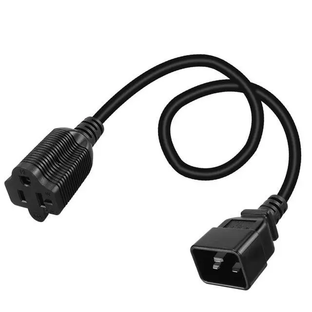 Alt view image 5 of 7 - 2 Pack IEC320 C20 to NEMA5-15R & 5-20R Female Comb Power Converter Adapter,PDU/UPS Plug 16Amp C20 3 pin to 5-15/20R AC Power Cord,1FT/0.32M