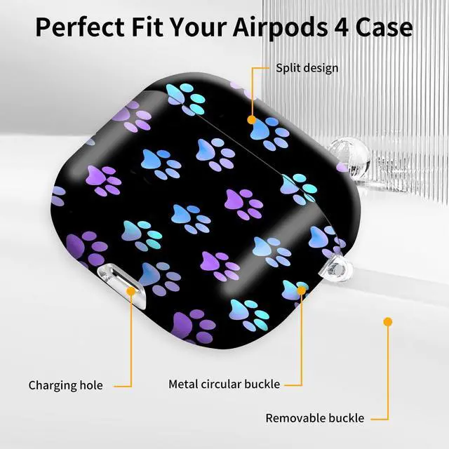 Alt view image 6 of 6 - Case Compatible with AirPod 4 2024, Soft Full Protective Cover with Keychain for Women,Cute AirPod 4 Case Accessories for 4th Generation Charging 2024(Cute Kawaii Dog Paw Prints)