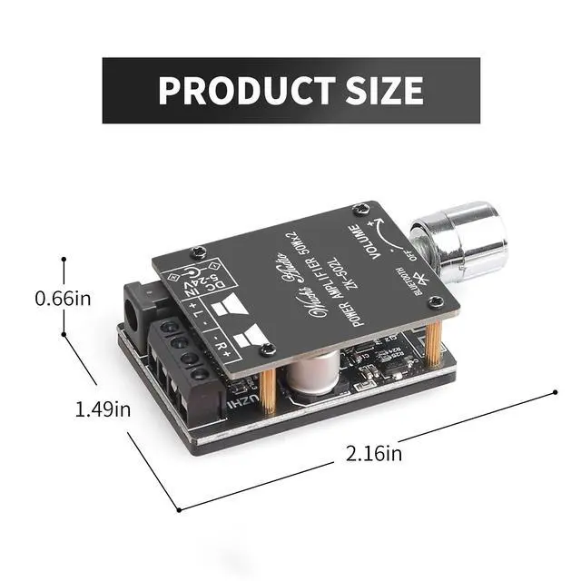 Alt view image 3 of 6 - Wuzhi Audio ZK-502L Power Amplifier Board Class D AMP Module for DIY Wireless Speaker (ZK-502L)