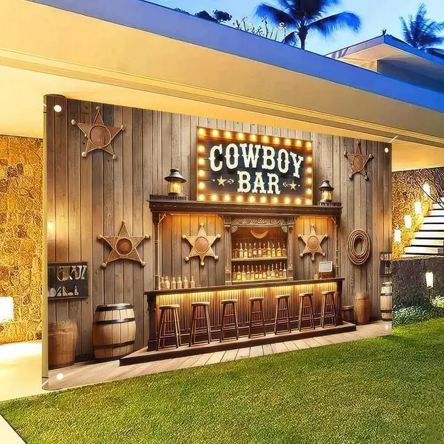 Alt view image 2 of 7 - Cowboy Birthday Backdrop 71x43 in Wild West Party Decor | Birthday Photo Background and Celebration Wall Banner for Party Wall, Photo Booth and Cake Table, Cowboy Style