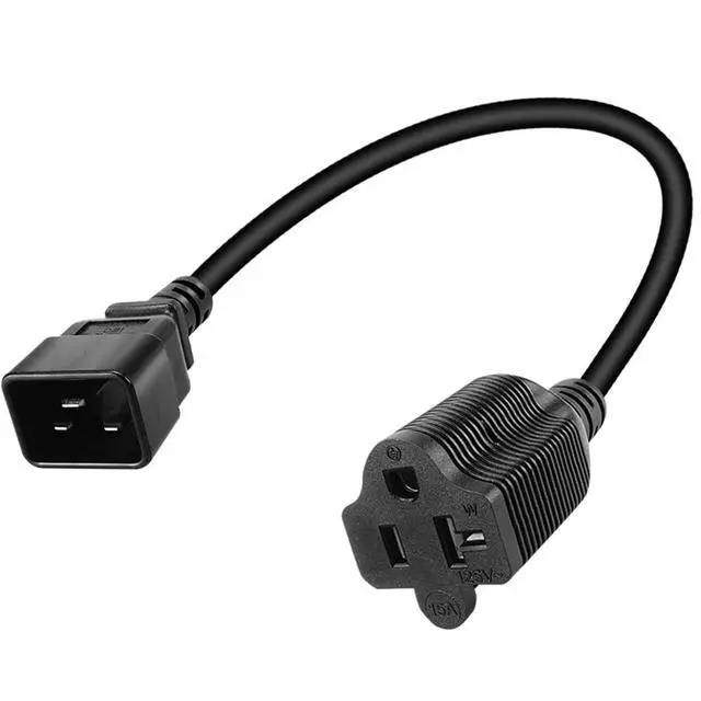 Alt view image 7 of 7 - 2 Pack IEC320 C20 to NEMA5-15R & 5-20R Female Comb Power Converter Adapter,PDU/UPS Plug 16Amp C20 3 pin to 5-15/20R AC Power Cord,1FT/0.32M