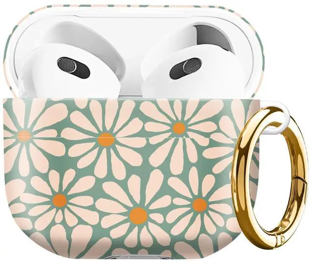 Main image of Case Compatible with AirPod 4 2024, Soft Full Protective Cover with Keychain for Women,Cute AirPod 4 Case Accessories for 4th Generation Charging 2024(Green Floral)