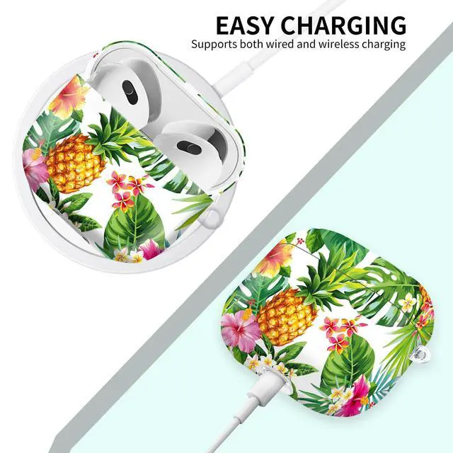 Alt view image 5 of 6 - Case Compatible with AirPod 4 2024, Soft Full Protective Cover with Keychain for Women,Cute AirPod 4 Case Accessories for 4th Generation Charging 2024(Hawaiian Tropical Flower)