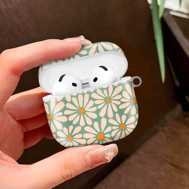 Alt view image 2 of 6 - Case Compatible with AirPod 4 2024, Soft Full Protective Cover with Keychain for Women,Cute AirPod 4 Case Accessories for 4th Generation Charging 2024(Green Floral)