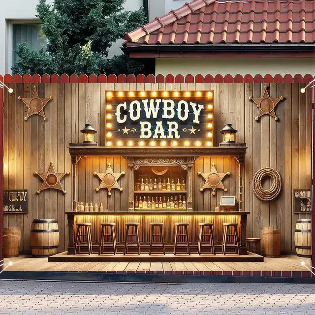 Alt view image 4 of 7 - Cowboy Birthday Backdrop 71x43 in Wild West Party Decor | Birthday Photo Background and Celebration Wall Banner for Party Wall, Photo Booth and Cake Table, Cowboy Style