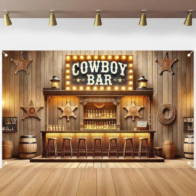 Alt view image 5 of 7 - Cowboy Birthday Backdrop 71x43 in Wild West Party Decor | Birthday Photo Background and Celebration Wall Banner for Party Wall, Photo Booth and Cake Table, Cowboy Style