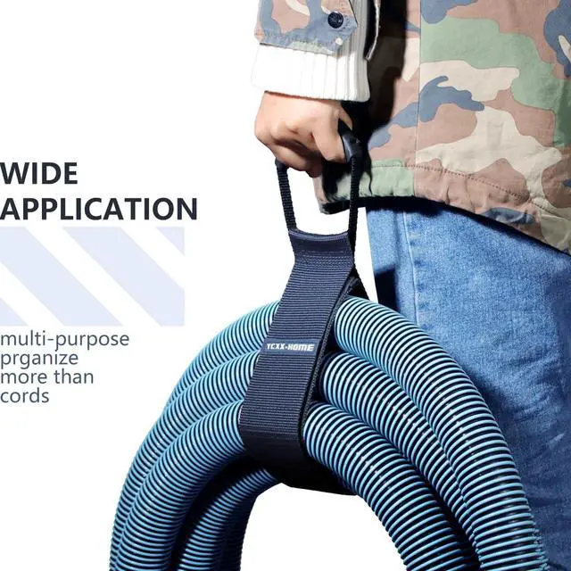 Alt view image 7 of 7 - 2 PCS Heavy Duty Cord Storage Wrap Holder Extension Hook and Loop Cord Hose Organizer Strap with Carrying Handle for Cords Garden Hose Swimming or Garage Tool (Gray)